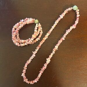 Pink Beaded Necklace and Bracelet Set